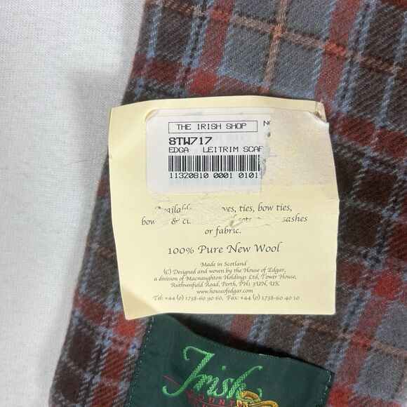 Irish County Tartans NEW Leitrim 100% Pure Wool Scarf Womens 10" x 44" Plaid NWT - Picture 4 of 7